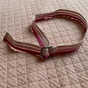 VINTAGE - Pink Striped D-Ring Belt - Medium (1,5 wide - 40 long)